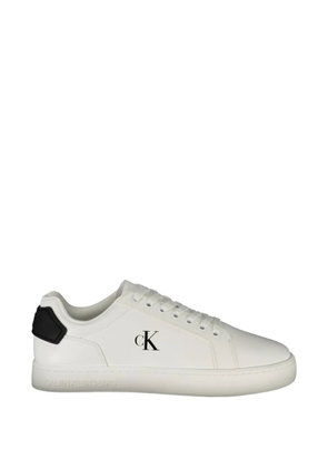 Calvin Klein logo-print leather sneakers - White