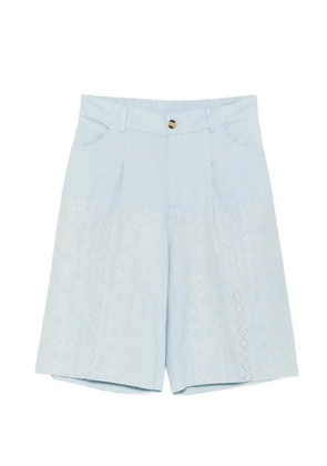 Semicouture Zelda embroidered cotton shorts - Blue