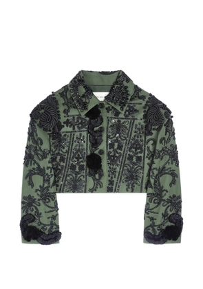 DRIES VAN NOTEN sequin-embroidered cotton jacket - Green