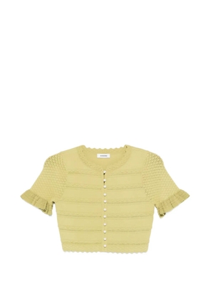 SANDRO pearl-embellishment T-shirt - Green
