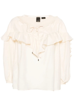 PINKO ruffled-detailing drawstring blouse - Neutrals