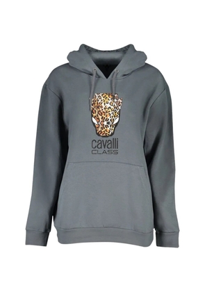 Cavalli Class logo-detail pocket hoodie - Grey