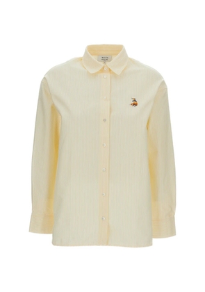 Maison Kitsuné striped embroidered-patch shirt - Yellow