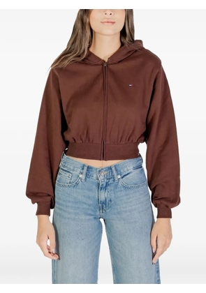 Tommy Jeans zip-up cropped hoodie - Brown