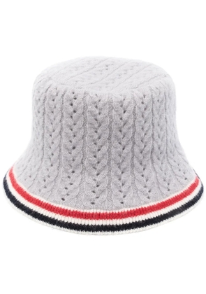 Thom Browne cable-pointelle bucket hat - Grey