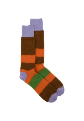 Zegna logo-print striped socks - Brown