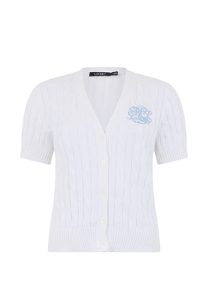 Lauren Ralph Lauren cable-knit embroidered cardigan - White