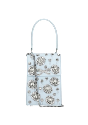 Self-Portrait crystal-embellished clutch bag - Blue