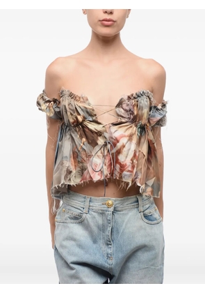 Balmain printed lace-up top - Multicolour