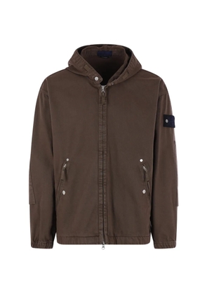 Stone Island logo-patch hooded jacket - Brown