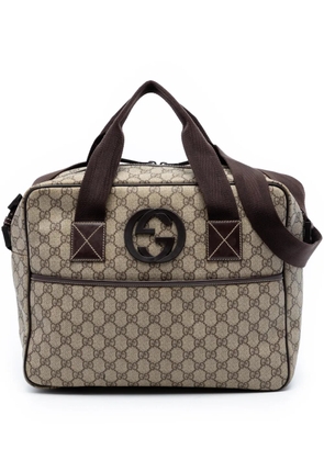 Gucci Pre-Owned 2016-2026 GG Supreme Interlocking G Briefcase business bag - Neutrals