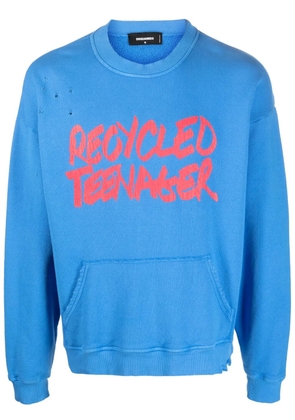 DSQUARED2 slogan-pront cotton sweatshirt - Blue