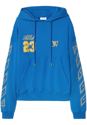 Off-White logo-print cotton hoodie - Blue