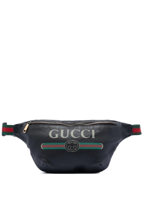 Gucci Pre-Owned 2016-2026 Leather Logo Web belt bag - Black