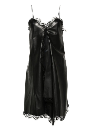 Off-White lace-trim leather dress - Black
