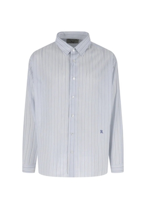 RANRA stripe-pattern logo-embroidered shirt - White