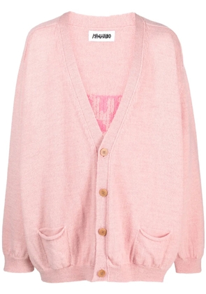 Magliano intarsia-knit logo V-neck cardigan - Pink
