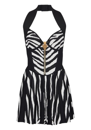 Balmain zebra-print halterneck minidress - Black