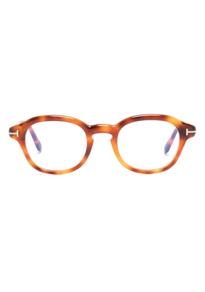 TOM FORD Eyewear tortoiseshell-effect oval-frame glasses - Brown