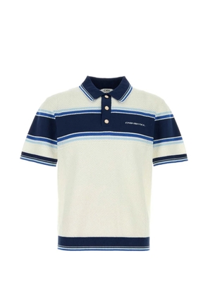Casablanca striped mesh polo shirt - White