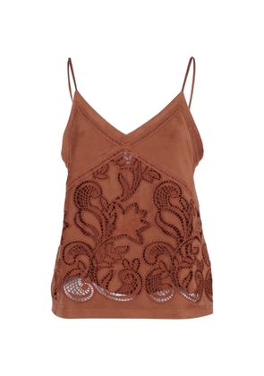 ERMANNO FIRENZE lace-cutout V-neck top - Brown