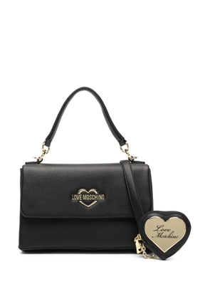 Love Moschino Hollies logo-plaque faux-leather clutch - Black
