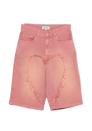 CARNE BOLLENTE frayed heart-motif shorts - Pink