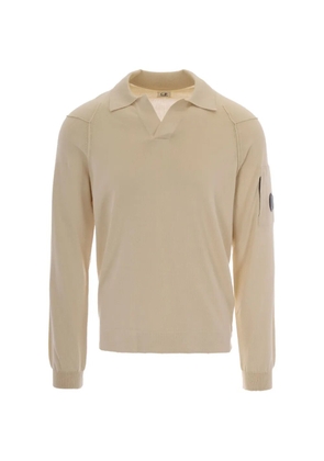 C.P. Company lens-detail V-neck cotton sweater - Neutrals