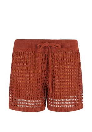 Roberto Collina open-knit drawstring shorts - Brown
