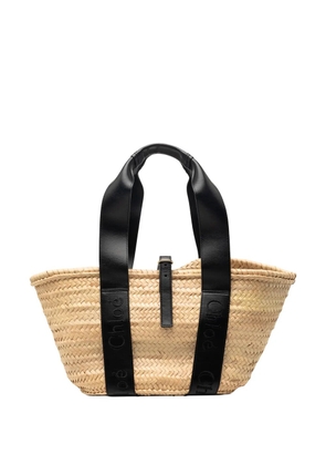 Chloé Pre-Owned 2023 Medium Raffia and Smooth Calfskin Sense Basket tote bag - Neutrals