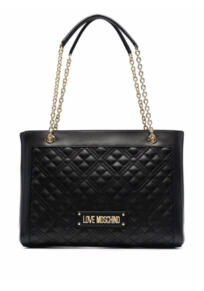 Love Moschino logo-lettering quilted tote bag - Black