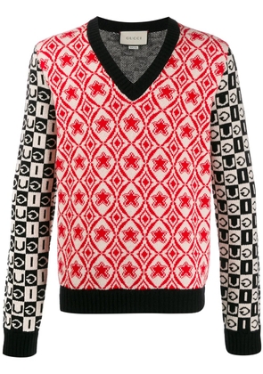 Gucci knitted V-neck jumper - White