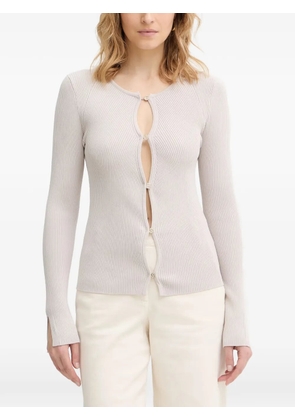 GUESS USA embellished-buttons ribbed cardigan - Neutrals