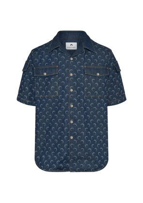 Marine Serre moon-pattern denim shirt - Blue