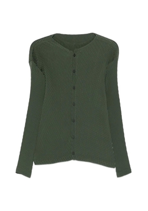 Issey Miyake pleated-effect cardigan - Green