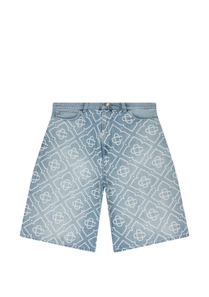 Casablanca pearl-monogram denim shorts - Blue