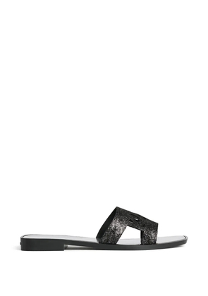 Karl Lagerfeld glitter-effect cut-out slides - Black