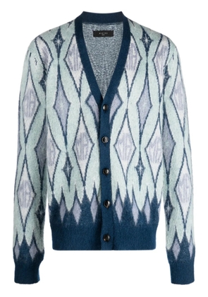 AMIRI argyle-knit cardigan - Blue