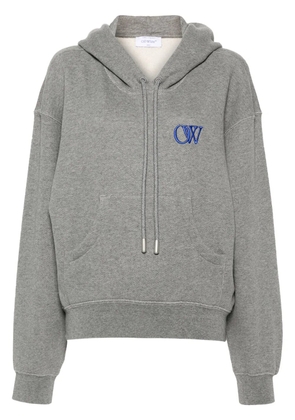 Off-White embroidered-logo cotton hoodie - Grey