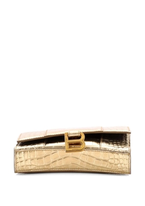 Balenciaga Pre-Owned Hourglass Chain Wallet Crocodile Embossed Leather clutch bag - Gold