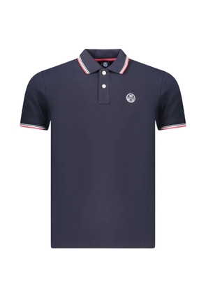 North Sails striped-trim logo-patch polo shirt - Blue