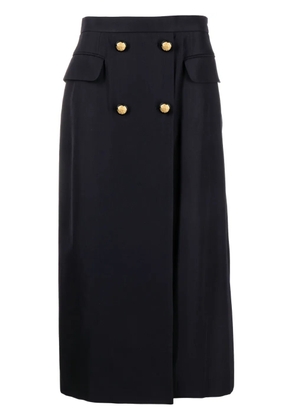 Alexander McQueen pleated wool-blend midi skirt - Blue