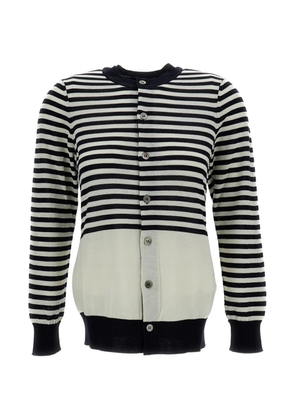 Junya Watanabe striped crew-neck cardigan - White