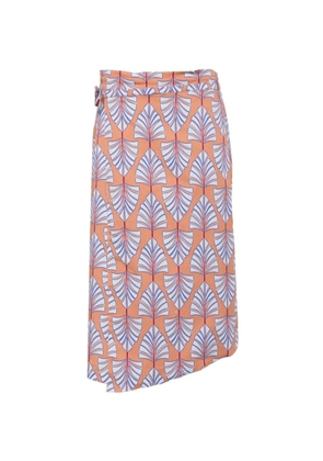 Niu leaf-print wrap midi skirt - Brown