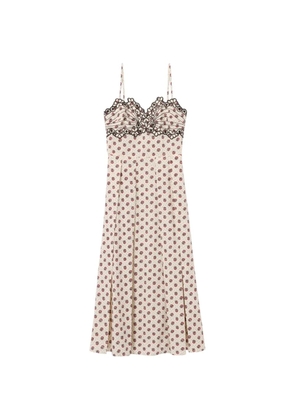 Claudie Pierlot floral-print embroidered midi dress - Neutrals