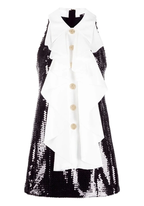 Balmain ruffle-panel sequinned minidress - Black
