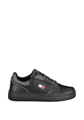 Tommy Jeans Heritage logo-badge leather sneakers - Black