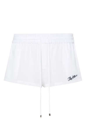 The Attico logo-embroidered cotton shorts - White