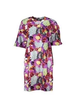 Cavalli Class floral-print T-shirt dress - Purple