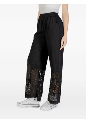 ICHI lace-panelled trousers - Black